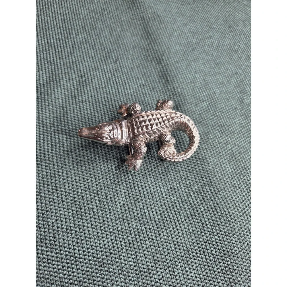 Terry Stack Artisan Alligator Belt Buckle Silver Women's 1.5in New